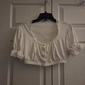White Lace Trimmed Crop Top